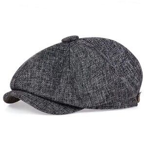 Dark Gray Vintage Newsboy Cap Gatsby Hat Classic 8‎ Panel Flat Cabbie Driver Cap